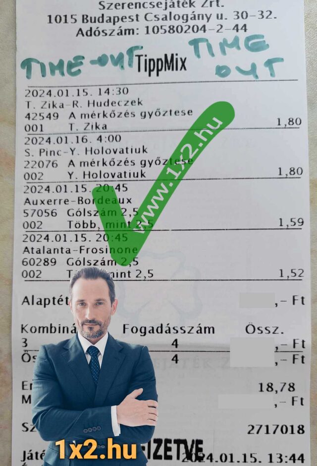 Ezen a képen egy Tippmix szelvény látható, amely különböző sportesemények fogadási ajánlatait mutatja be. Kiváló forrás sportfogadás tippek kereséséhez, ingyenes Tippmix tippek és profi tanácsok megtalálásá