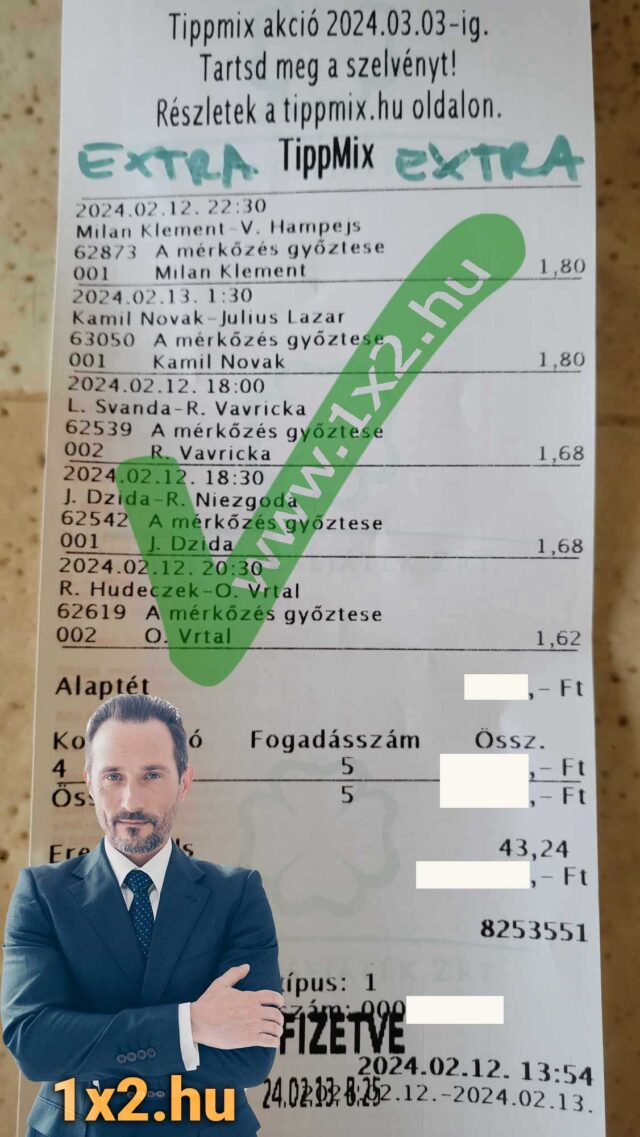Tippmix szelvény sportfogadási tippekkel 2024-es dátumokkal. Az ingyenes Tippmix tippek és sportfogadás tippek segíthetnek a sikeres fogadásokban. Ideális választás, ha hatékony Tippmix tippeket keresel.