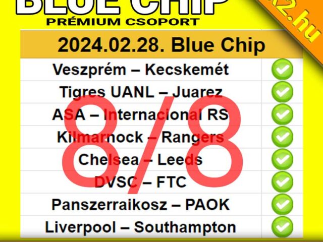 💥 Blue Chip: 8/8 – Már megint minden tipp nyert! 💥⚽