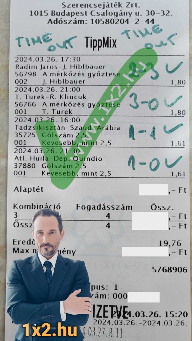 Tippmix tipp lista sportfogadáshoz. Látható a fogadási események sorozata, eredmények és a szorzók. Könnyű kiértékelés ingyenes Tippmix tippekhez és eredményes sportfogadási stratégiához.