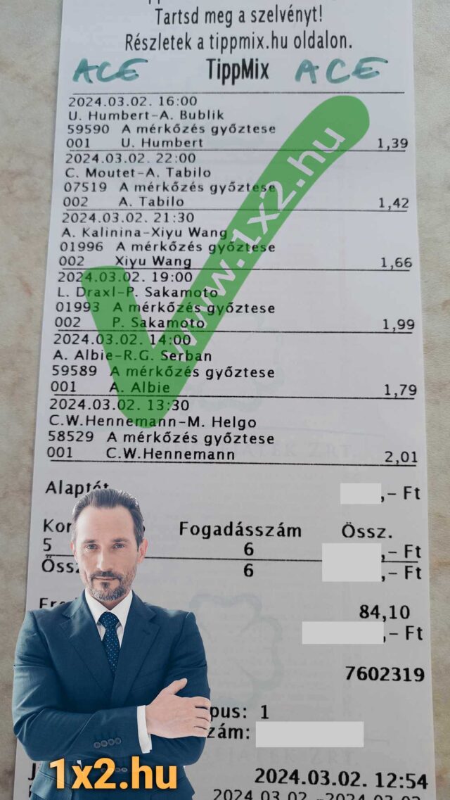 Tippmix szelvény tenisz mérkőzésekkel és egy üzletember. Fedezd fel a legjobb Tippmix tippek titkait a sportfogadás világában. Ingyenes Tippmix tippek segítségével növeld nyerési esélyeid. További részletek az 1