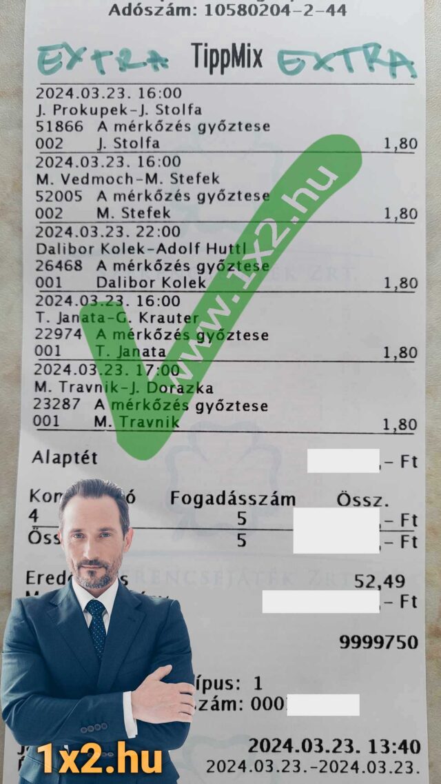 Tippmix szelvény néhány tippel, köztük J. Stolfa, M. Stefek és Dalibor Kolek győzelmére. Ideális forrás sportfogadás tippekhez és ingyenes Tippmix tippekhez. Fedezd fel a legjobb sportfogadás lehetőségeket