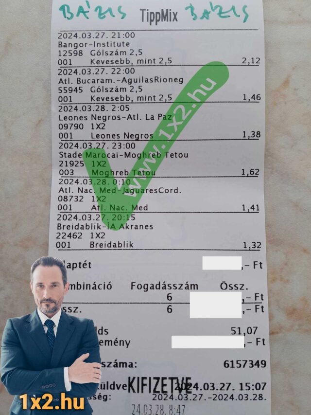 Tippmix fogadószelvény hat mérkőzéssel, különböző fogadási lehetőségekkel. Fedezze fel az ingyenes Tippmix tippeket a sportfogadáshoz, és javítson nyerési esélyein. Részletek a legjobb sportfog
