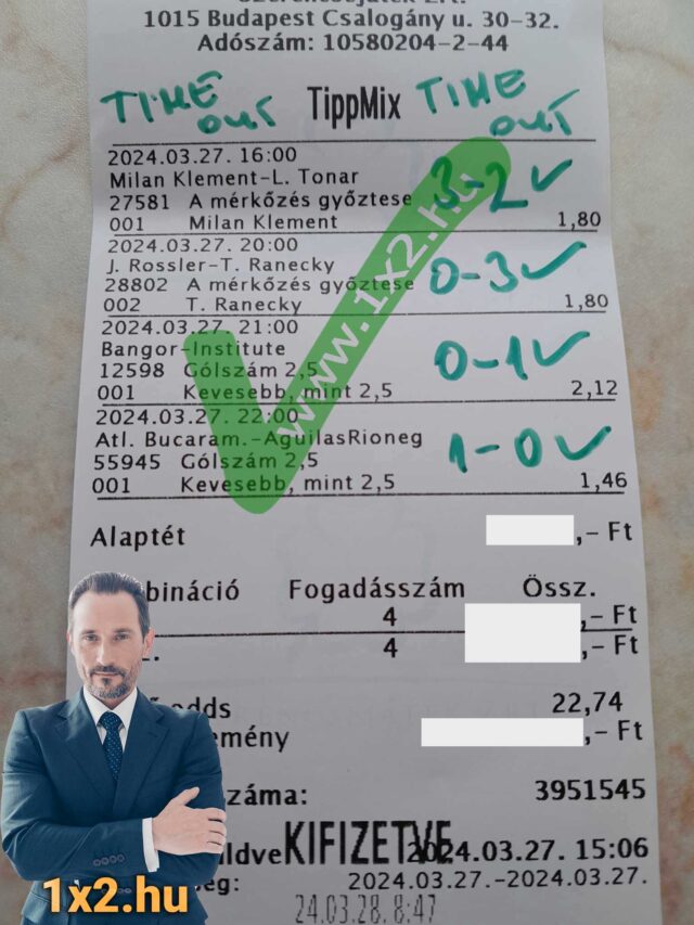 Tippmix tippek: A képen egy sikeres sportfogadás látható, amely helyes találatokkal zárult. Keress ingyenes Tippmix tippeket és sportfogadás stratégiákat a nyerő élményért!