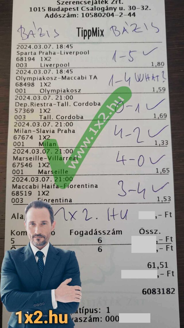 Fogadószelvény Tippmix tippekhez. Az oldalon sportfogadás tippek, ingyenes Tippmix tippek találhatók. Használd ki a lehetőséget a sportfogadás világában a nyeréshez.