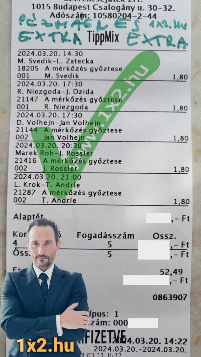 Ezen a képen egy Tippmix szelvény látható különböző sportfogadási tippekkel. A képen szereplő oldal ingyenes Tippmix tippeket kínál, így segítve a sportfogadást kedvelőket.