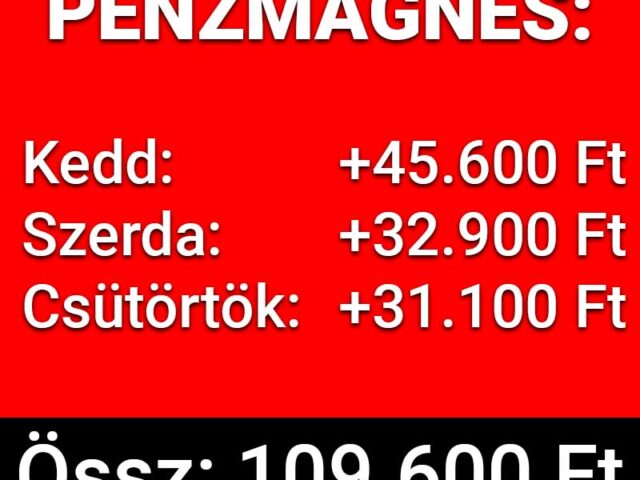 🧲 Pénzmágnes: 3 nap, +109.600 Ft nyeremény