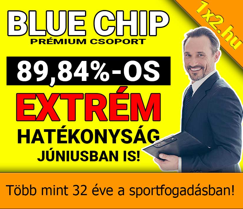 💥 BLUE CHIP: Brutális, 89.84%-os júniusi hatékonyság - Tippmix tippek 1x2 - Tippmix tippek