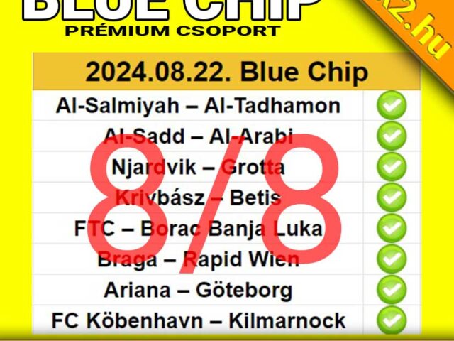 💥 BLUE CHIP:  8/8 – Már megint TELITALÁLAT ❗ ❗ ❗ Ahogy kell ismét TELIBE DURRANT a szelvényünk ❗ ❗ ❗ 