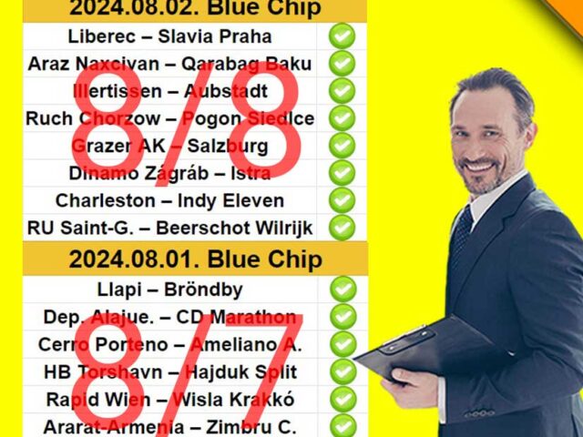 💥 BLUE CHIP:  8/8 – Tegnap is TELITALÁLAT ❗ ❗ ❗ 16/15-el rúgtuk rá az ajtó az augusztusra ❗ ❗ ❗