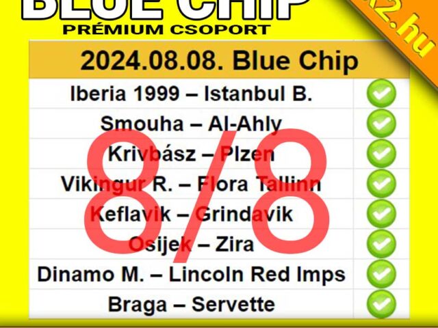 💥 BLUE CHIP:  8/8  – Tegnap is TELITALÁLAT ❗ ❗ ❗ Durrant a szelvény ❗ ❗ ❗ 