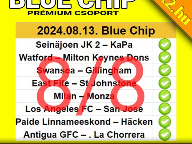 💥 BLUE CHIP:  8/8 – Tegnap is TELITALÁLAT ❗ ❗ ❗ Visítanak a fogadóirodák ❗ ❗ ❗ 