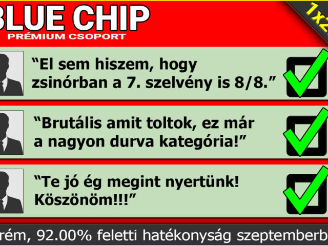 BLUE CHIP:  92.00 % feletti szeptemberi focitipp hatékonyság! Olvasd el mit írnak Tagjaink!