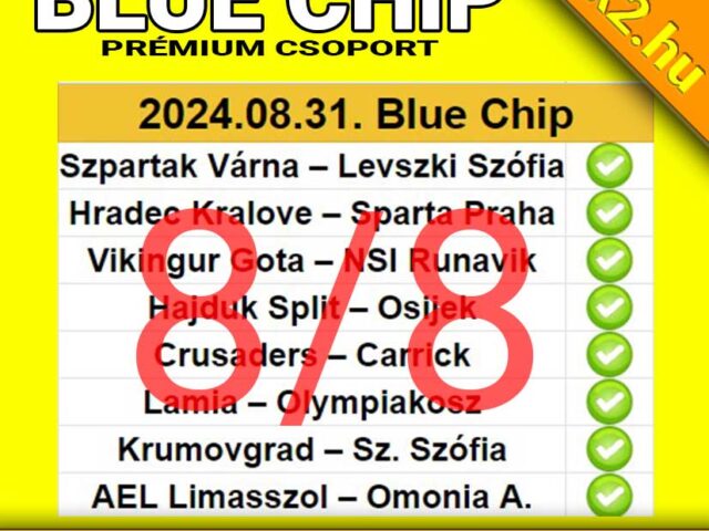 💥 BLUE CHIP: 8/8 – Már megint TELITALÁLAT  ❗ ❗ ❗ Ahogy kell, HIBÁTLAN szelvénnyel búcsúztunk az augusztustól ❗ ❗ ❗ 