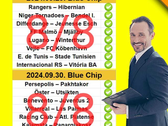 BLUE CHIP:  Tegnap is 8/8 – Telitalálattal kezdjük az októbert is!