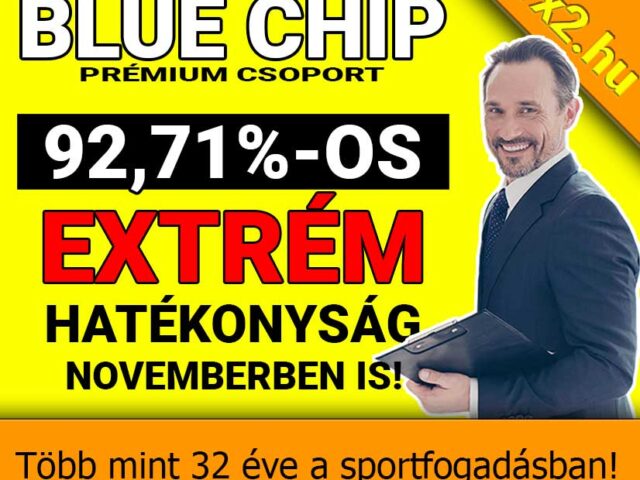 BLUE CHIP: Extrém, 92.71%-os hatékonyság! Több mint 32 éve a sportfogadásban!