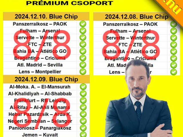 BLUE CHIP: Vasárnap 8/8! Hétfő 8/8! Kedd 8/8!