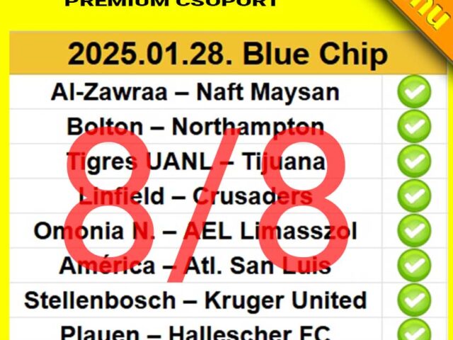 BLUE CHIP: Tegnap is 8/8! – Tegnap is Telitalálat!