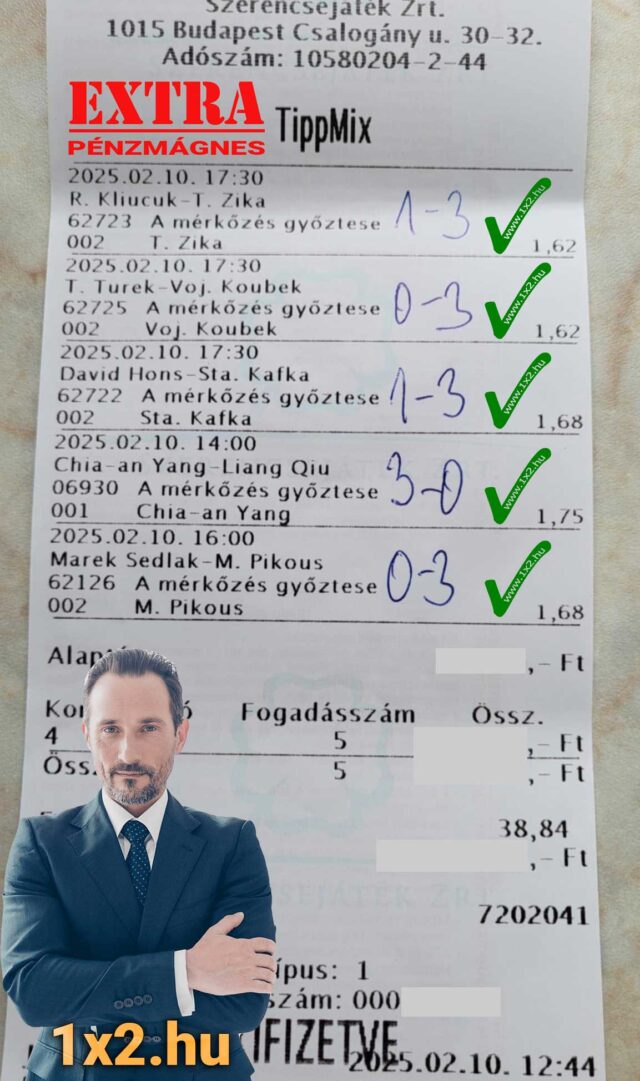 Tippmix szelvény nyert tippekkel, a sportfogadás szerelmeseinek. Az 1x2.hu oldalon ingyenes Tippmix tippek érhetők el, segítve a sikeres sportfogadást. Fedezd fel a legjobb sportfogadás tippeket!