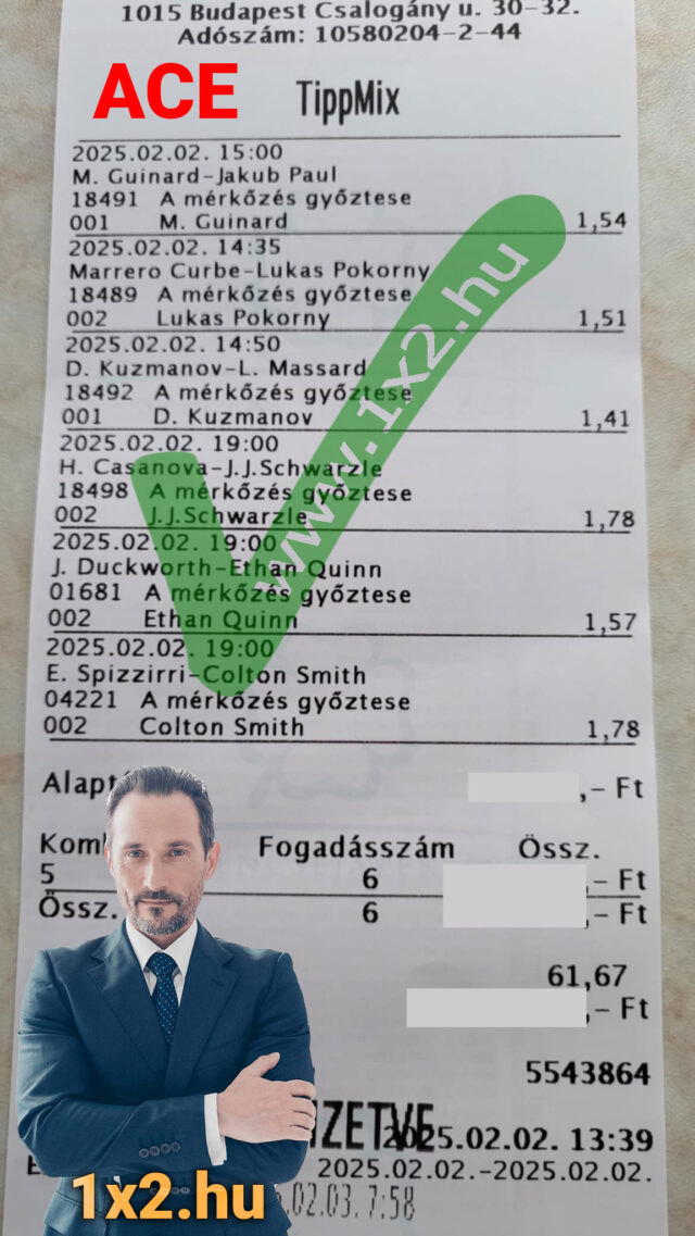 Tippmix nyereményszelvény tenisz mérkőzésekkel. Kiemelt fogadások: Guinard és Quinn győzelme. Fedezze fel a sportfogadás tippeket, szerezzen ingyenes Tippmix tippeket a sikeres sportfogadáshoz az