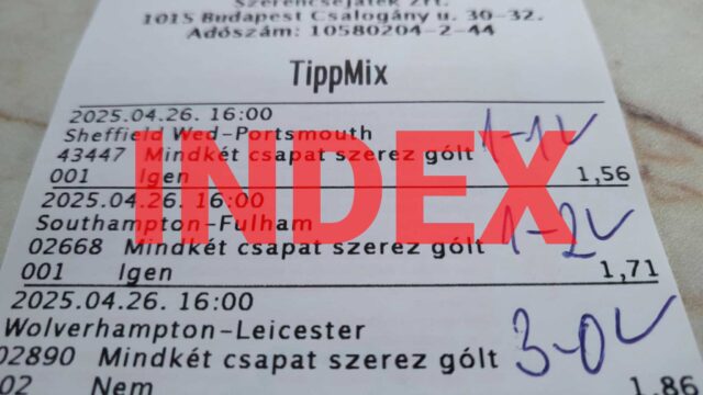 Tippmix szelvény sportfogadási eredményekkel és kézzel írt jelölésekkel. A képen szereplő tippek hasznosak lehetnek a sportfogadás rajongóinak, akik ingyenes Tippmix tippeket keresnek.