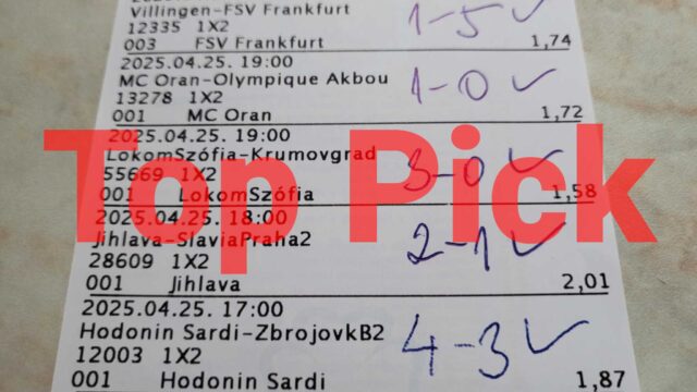 Sportfogadási szelvény Tippmix tippekkel és eredményekkel. A piros Top Pick szöveg kiemeli a legjobbnak ítélt választást. Hasznos sportfogadás tippek és ingyenes Tippmix tippek rajongóknak.