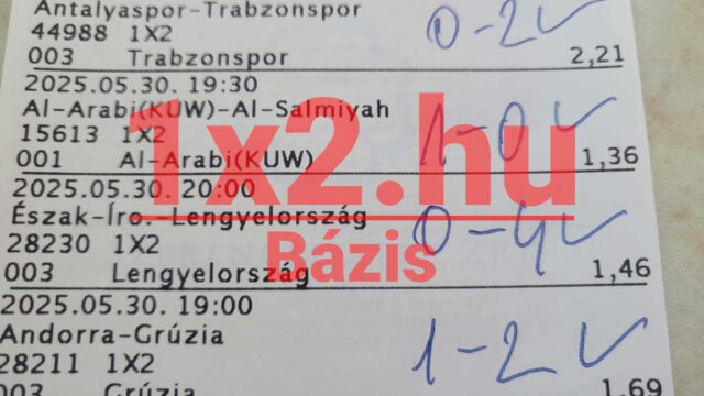 Tippmix szelvény, rajta több mérkőzés és eredmények. Ideális Tippmix tippek keresőknek, sportfogadás tippek rajongóinak. Fedezd fel az ingyenes Tippmix tippek világát, és javítsd sportfogadás stratégiád!