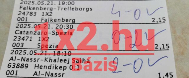 Sportfogadási szelvény képe az x2.hu logóval, kézzel írott eredményekkel. Tippmix tippek segítik a sportfogadókat, ingyenes Tippmix tippekkel a sikeres sportfogadáshoz.