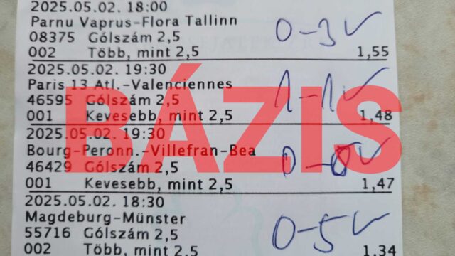 Tétlap sportfogadáshoz, piros BÁZIS felirattal. A képen különböző Tippmix tippek láthatók, kiemelve a gólok számát. Ideális választás sportfogadás szerelmeseinek, akik ingyenes Tippmix tippeket keres