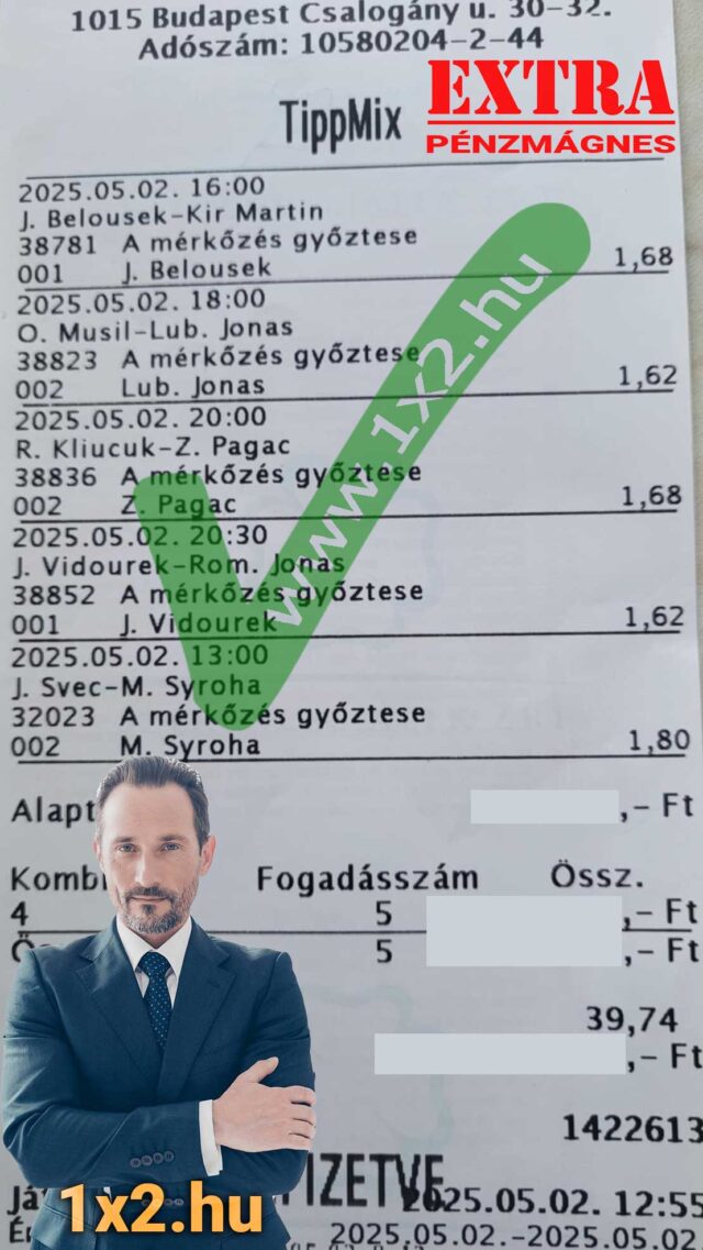 Sportfogadási események listája látható, különféle mérkőzések időpontjai és győztes fogadásai a Tippmixen. Férfi egy öltönyben áll az előtérben. Kulcsszavak: Tippmix tippek, sportfogadás tippek,