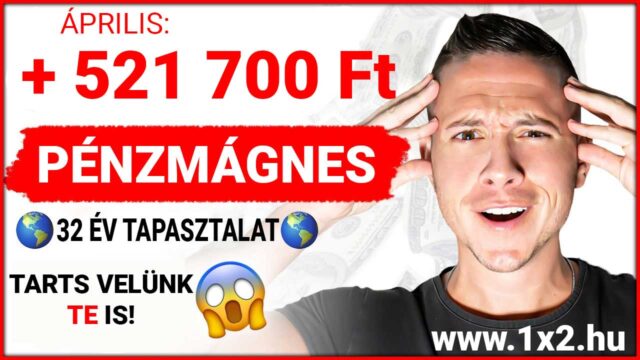 Fiatal férfi mosolyog a kép jobb oldalán, míg balra a Pénzmágnes és 521 700 Ft szövegek szerepelnek. A Tippmix tippek, sportfogadás tippek és ingyenes Tippmix tippek témák kiemel