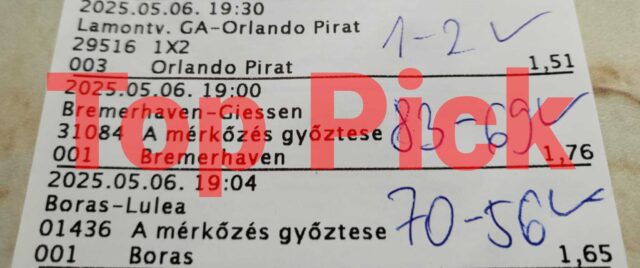 Sportfogadás bizonylat képe látható, ahol bevált Tippmix tippek eredményei vannak kézzel feljegyezve. Ingyenes Tippmix tippek és sportfogadás tippek keresőknek ideális választás, hogy növeljék nyerési esélyeiket.