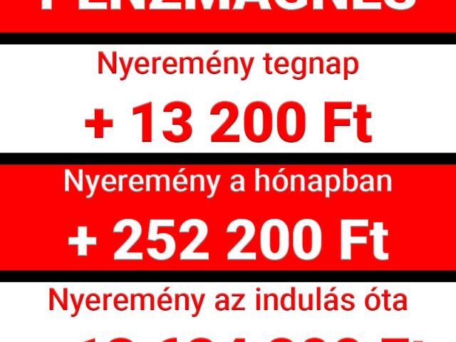 Pénzmágnes: Jól kezdődik a május, 7 nap alatt +252.200 Ft Profit! Nem rossz ugye?
