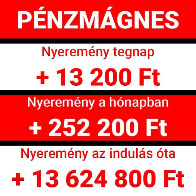 Pénzmágnes nyeremények: tegnap 13 200 Ft, a hónapban 252 200 Ft, összesen 13 624 800 Ft. Fedezd fel a legjobb Tippmix tippek, sportfogadás tippek, ingyenes Tippmix tippek lehetőségeit a