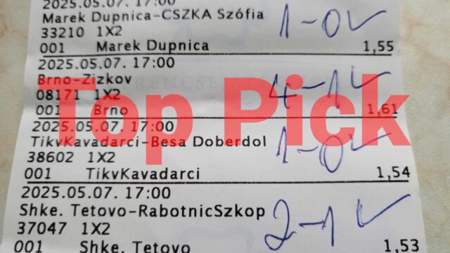 Tippmix szelvény kézírásos eredményekkel, piros Top Pick felirattal. Fedezd fel a legfrissebb Tippmix tippeket, sportfogadás tippeket és ingyenes Tippmix tippeket. Optimalizáld fogadásaidat még ma!
