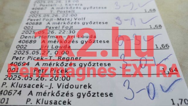 Sportfogadási szelvény Tippmix tippekkel, eredményekkel és oddsokkal. A kézzel írt jelölések a fogadások eredményeit mutatják. Tökéletes példa sportfogadási tippek és ingyenes Tippmix tippek keresőknek.