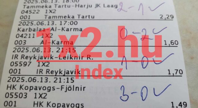 Egy fogadási szelvény látható Tippmix tippekkel, ahol a sportfogadás rajongói megbízható esélyekre tippelhetnek. A pontos eredmények és a fogadási szorzók segíthetnek a sikeres sportfogadásban.