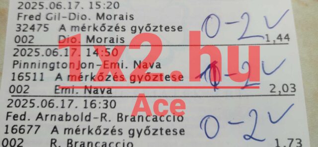 Egy sportfogadási szelvény példája, amely eredményes Tippmix tippeket tartalmaz. Megbízható sportfogadás tippekkel növelhetjük esélyeinket a sikeres fogadásokra és javíthatjuk sportfogadási stratégiánkat.