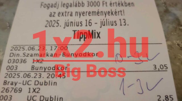 Egy Tippmix szelvény látható, rajta futballmérkőzések esélyeivel és időpontjaival. Sportfogadás kedvelőinek hasznos eszköz, akik megbízható Tippmix tippeket keresnek. Kiválóan segít a sportfogadás világ