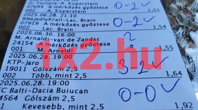 Sportfogadás rajongóknak: a képen Tippmix szelvény látható, rajta különböző meccsek eredményei és esélyek. Megbízható Tippmix tippek segítségével növelhetjük nyerési esélyeinket a sportfogadás világában.