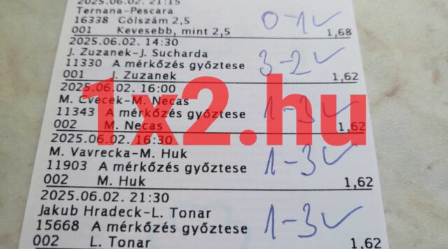 Sportfogadási szelvény képe, melyen különböző mérkőzések és eredmények láthatók. Használd ki az ingyenes Tippmix tippeket sportfogadás során a sikeres fogadások érdekében. Tudd meg, hogyan növelheted esélyeidet.