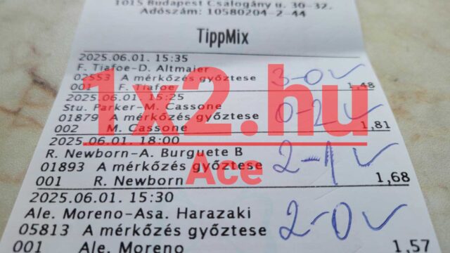 Tippmix szelvény részletek sportfogadáshoz, piros 1x2.hu és Ace felirattal. Ideális forrás Tippmix tippek gyűjtésére, akár ingyenes sportfogadás tippek segítségével.