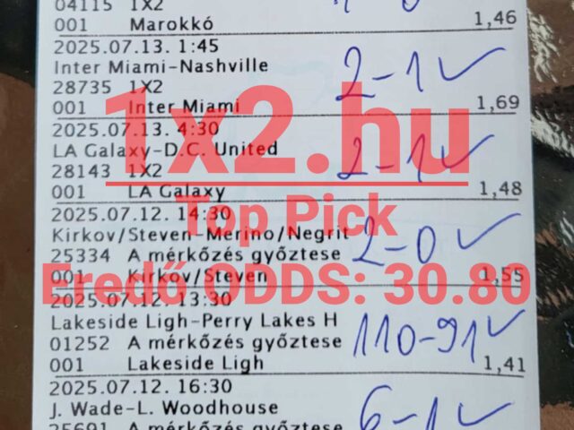 8/8 TOP PICK Tippmix tipp – 30.80-as eredő szorzó!