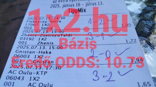 Egy Tippmix szelvény látható, amelyen sportfogadás tippek szerepelnek. A megbízható Tippmix tippek segíthetnek a találatokban, és növelhetik az esélyeidet a sportfogadás során.