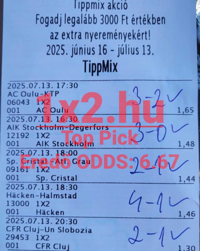 Tippmix szelvény sportfogadás rajongóknak, ahol megbízható Tippmix tippek segítenek növelni az esélyeket. Fogadj és élvezd az izgalmakat ezzel a sportfogadás tippekkel teli akcióval a legjobb eredményekért!