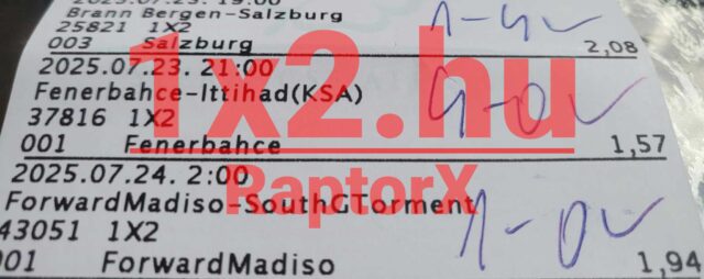Egy sportfogadási szelvényt látunk, ahol több Tippmix tipp is szerepel. Az ilyen megbízható sportfogadás tippek segíthetnek a sikeres fogadásban. Az aktuális mérkőzések és esélyek áttekintése mindig hasznos.