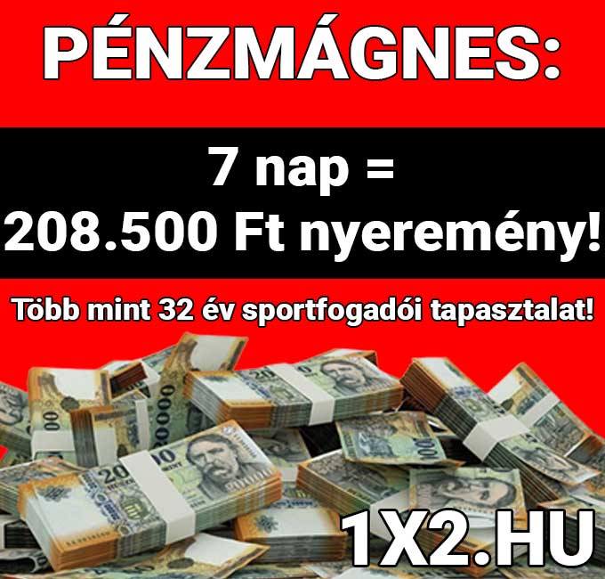 Pénzmágnes hirdetés egy heti sportfogadási nyereményről és a több mint 32 éves tapasztalatról. Ha megbízható Tippmix tippeket keresel, a sportfogadás élménye mostantól még izgalmasabb lehet számodra. Fedezd