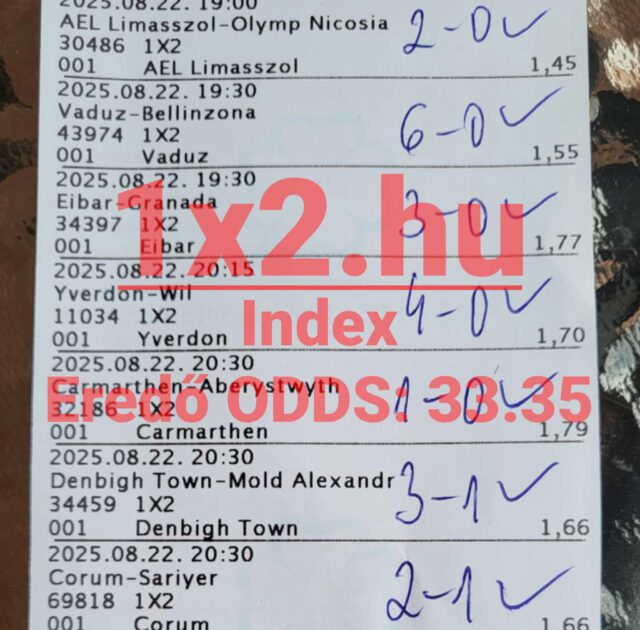 Ezen a sportfogadási szelvényen különböző mérkőzések eredményei láthatók. Ha megbízható Tippmix tippek érdekelnek, érdemes megfontolni ezeket a sportfogadás tippeket. így talán még jövedelmezőbb