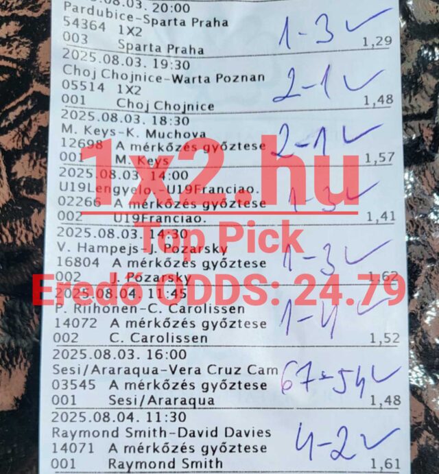 Tippmix tippek a sikerhez: ezen sportfogadás listán látható eredmények pontos találatokra utalnak. Megbízható Tippmix tippek révén javíthatod esélyeidet, és élvezheted a sportfogadás izgalmait.