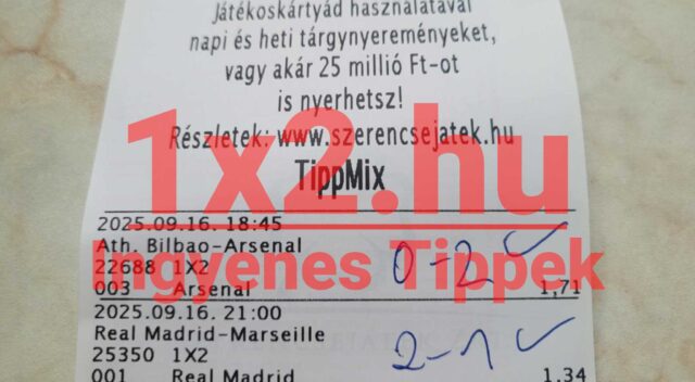 Ezen a képen egy Tippmix szelvény látható, amely sportfogadás tippekkel segíthet a gazdagodásban. Ha megbízható Tippmix tippekre van szükséged a következő fogadásodhoz, ez remek kiindulópont lehet.